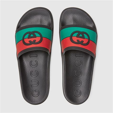 gucci pale green|Gucci red and green slides.